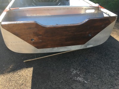 Transom after clamps / masking removed. Some marks  are hidden beneath the inner and outer transom pads.