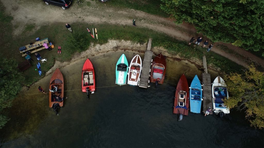 Aerial shot of boats